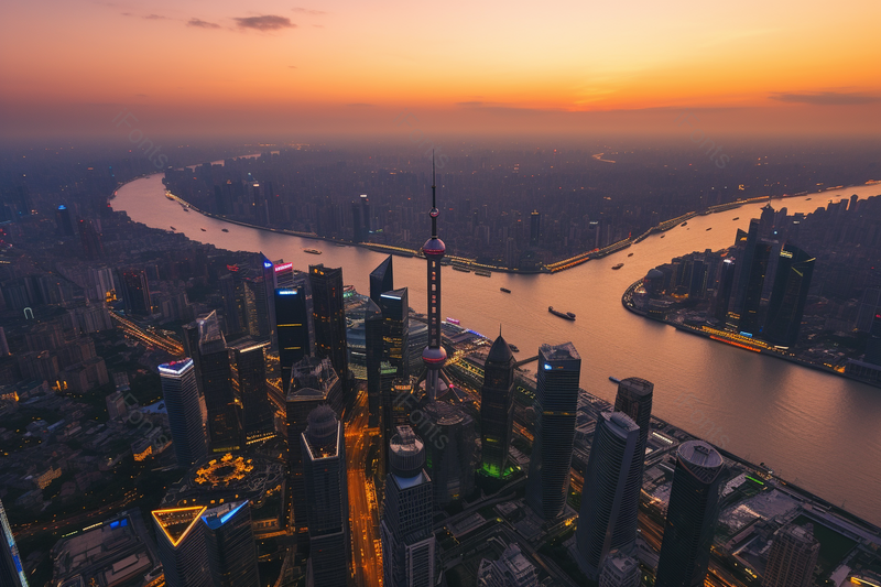 俯拍河流穿过的城市风光夜景,高清,摄影图,摄影图片,图片大全,摄影图免费下载
